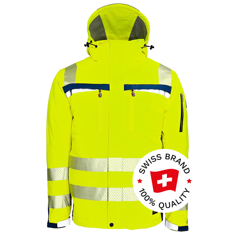 Warnschutz Winterjacke | Klasse 3 | PE | Softshell | abnehmbare Kapuze | winddicht & wasserabweisend | 310 g/m² | Bormio Safety Brisi