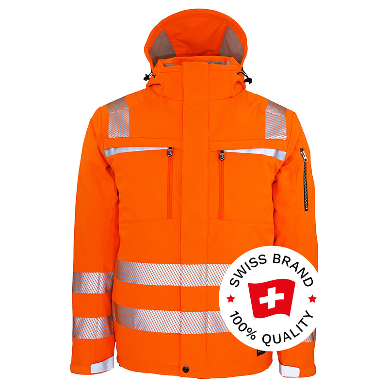 Warnschutz Winterjacke | Klasse 3 | PE | Softshell | abnehmbare Kapuze | winddicht & wasserabweisend | 310 g/m² | Bormio Safety Brisi