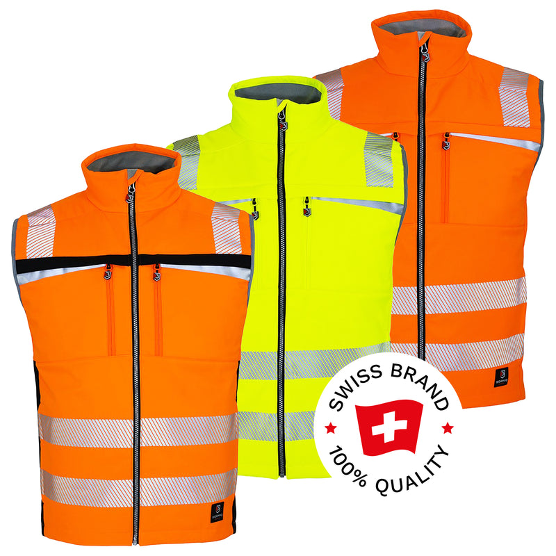 Warnschutz Weste | Klasse 2 | PE | winddicht & strapazierfähig | Softshell | 310 g/m² | Bormio Safety Gurten