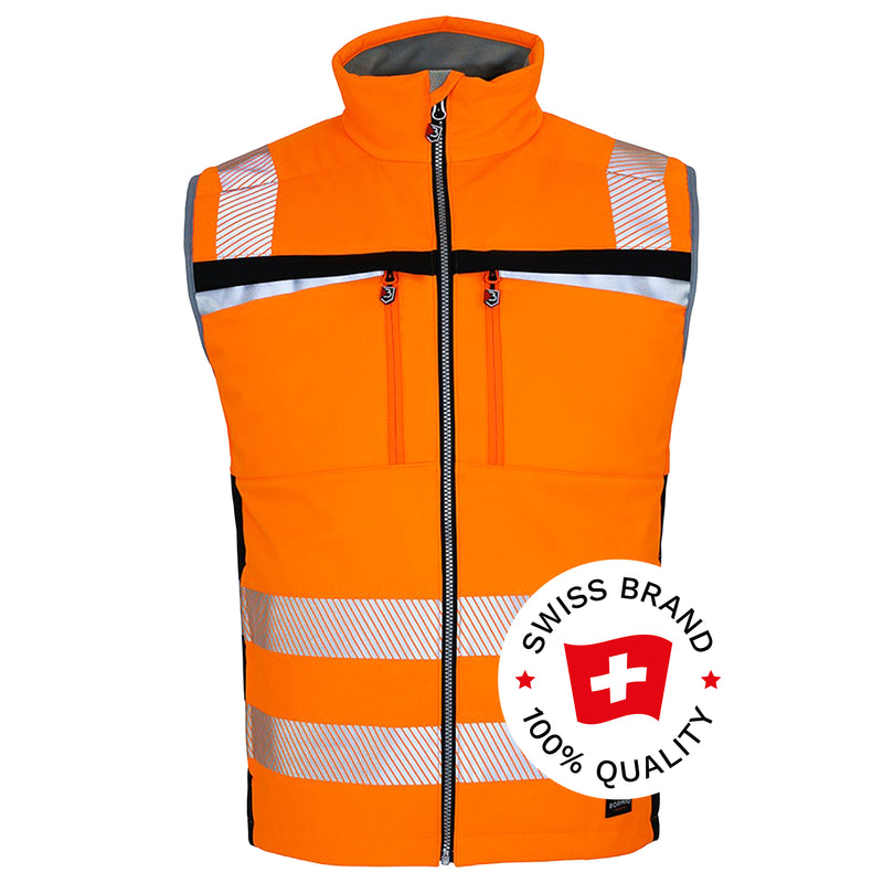 Warnschutz Weste | Klasse 2 | PE | winddicht & strapazierfähig | Softshell | 310 g/m² | Bormio Safety Gurten