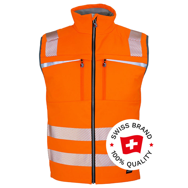 Warnschutz Weste | Klasse 2 | PE | winddicht & strapazierfähig | Softshell | 310 g/m² | Bormio Safety Gurten
