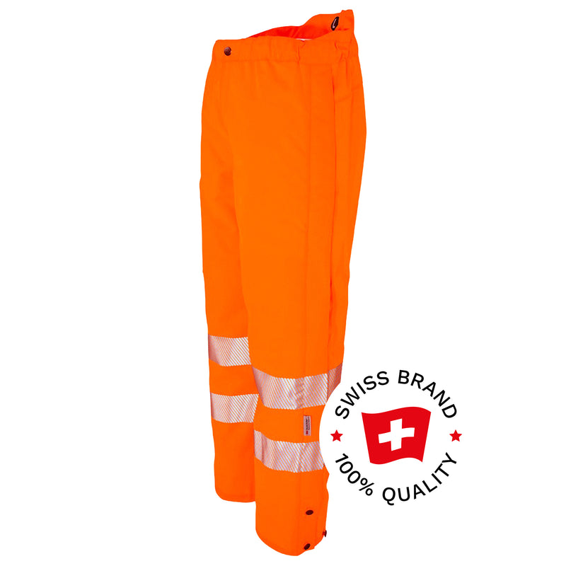Warnschutz Regenhose | Klasse 2 | EN 343 Kl. 4 wasserdicht | 19’000 mm WS | PE/PU | erhöhter Bund im Rückenbereich | 210 g/m² | Bormio Safety Uetliberg