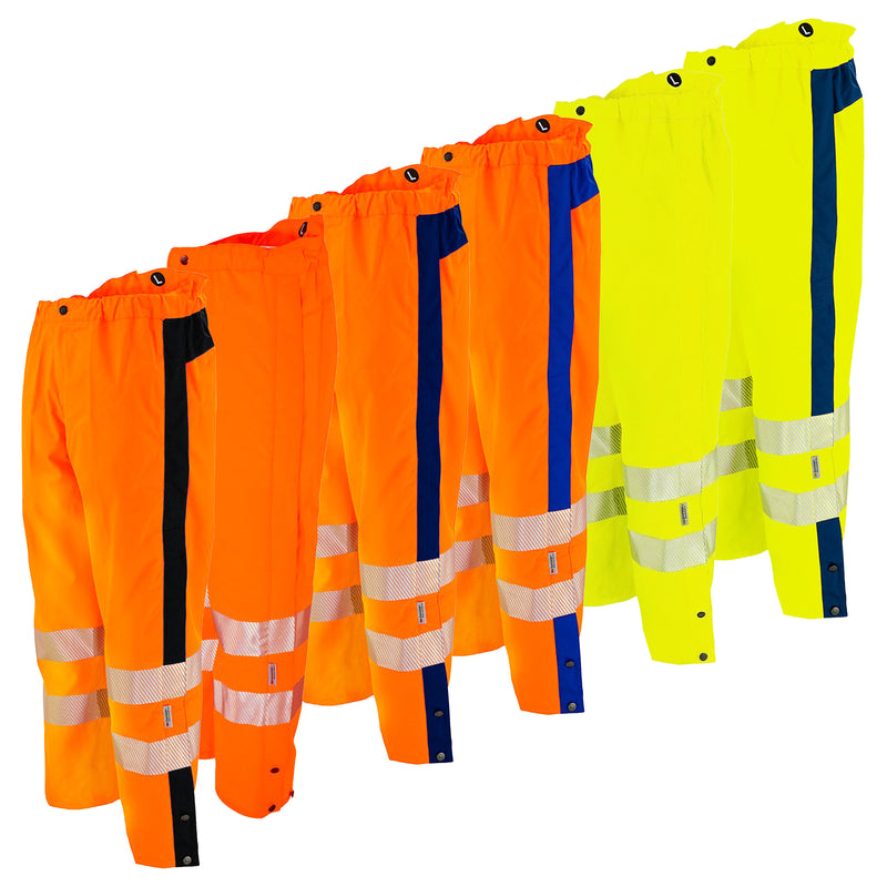 Warnschutz Regenhose | Klasse 2 | EN 343 Kl. 4 wasserdicht | 19’000 mm WS | PE/PU | erhöhter Bund im Rückenbereich | 210 g/m² | Bormio Safety Uetliberg