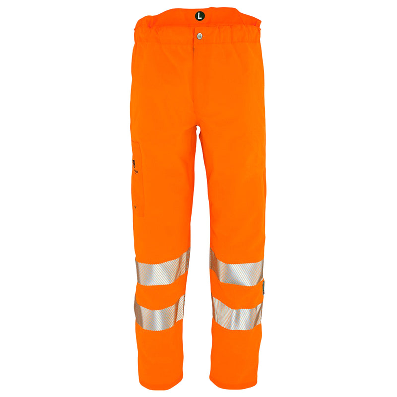 Warnschutz Regenhose | Klasse 2 | EN 343 Kl. 4 wasserdicht | 19’000 mm WS | PE/PU | erhöhter Bund im Rückenbereich | 210 g/m² | Bormio Safety Uetliberg