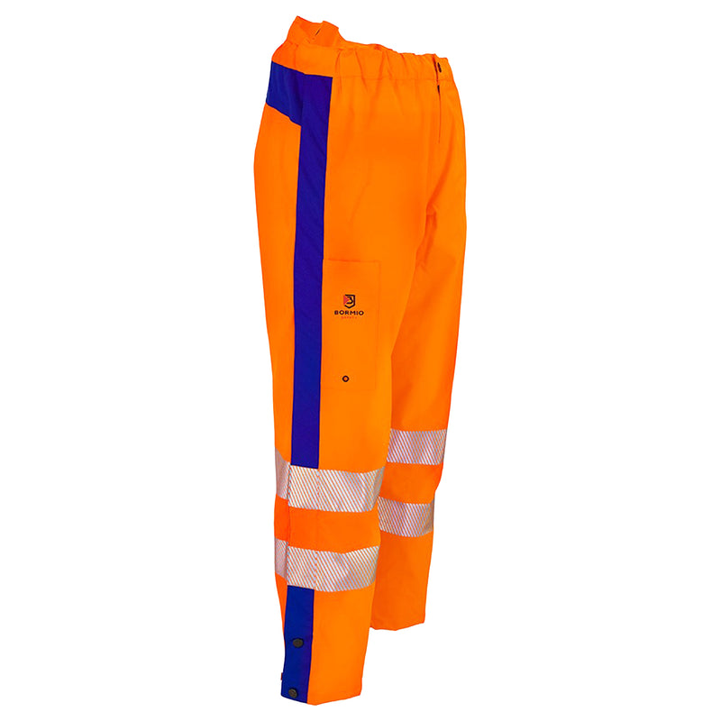 Warnschutz Regenhose | Klasse 2 | EN 343 Kl. 4 wasserdicht | 19’000 mm WS | PE/PU | erhöhter Bund im Rückenbereich | 210 g/m² | Bormio Safety Uetliberg