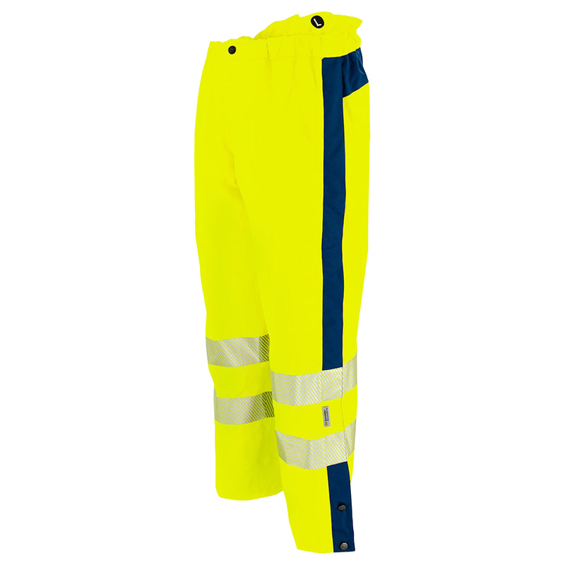 Warnschutz Regenhose | Klasse 2 | EN 343 Kl. 4 wasserdicht | 19’000 mm WS | PE/PU | erhöhter Bund im Rückenbereich | 210 g/m² | Bormio Safety Uetliberg