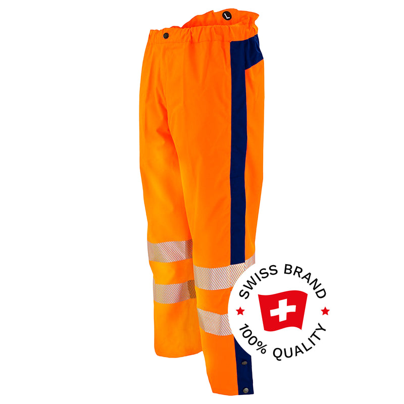 Warnschutz Regenhose | Klasse 2 | EN 343 Kl. 4 wasserdicht | 19’000 mm WS | PE/PU | erhöhter Bund im Rückenbereich | 210 g/m² | Bormio Safety Uetliberg