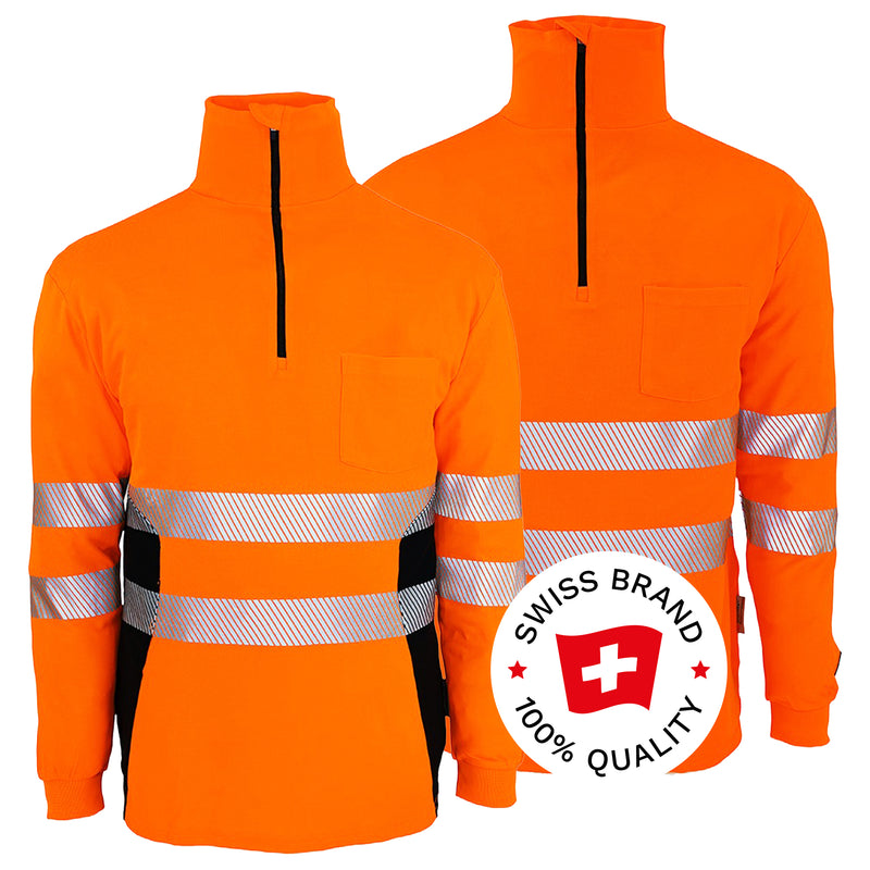 Warnschutz Zip-Langarmshirt | Klasse 2 | PE/Bambus | kühlend & geruchshemmend | 240 g/m² | Bormio Safety Bachtel