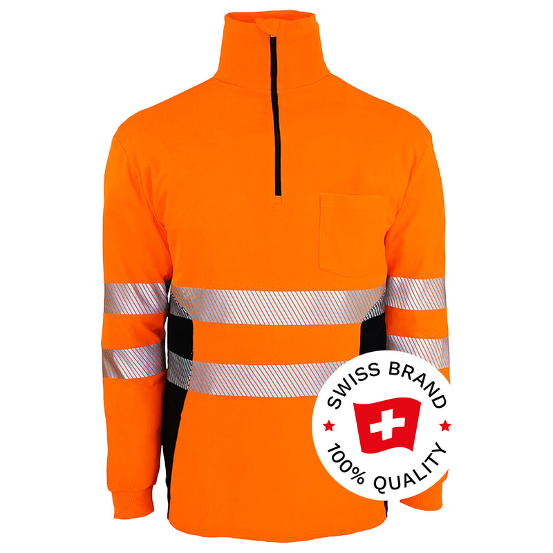 Warnschutz Zip-Langarmshirt | Klasse 2 | PE/Bambus | kühlend & geruchshemmend | 240 g/m² | Bormio Safety Bachtel