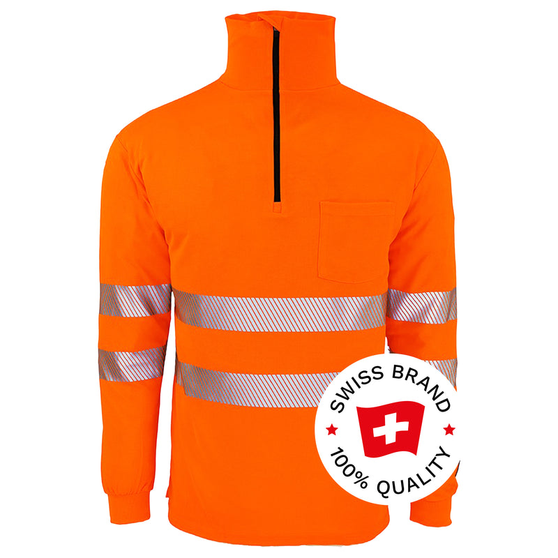 Warnschutz Zip-Langarmshirt | Klasse 2 | PE/Bambus | kühlend & geruchshemmend | 240 g/m² | Bormio Safety Bachtel