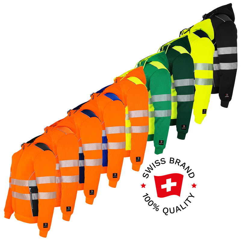 Warnschutz Hoodie | Klasse 2 | PE/Baumwolle | klimaregulierend & strapazierfähig | 300 g/m² | Bormio Safety Born