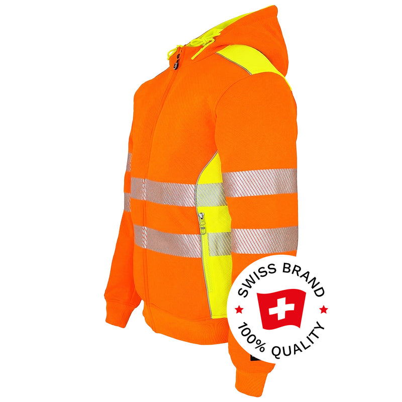 Warnschutz Hoodie | Klasse 2 | PE/Baumwolle | klimaregulierend & strapazierfähig | 300 g/m² | Bormio Safety Born