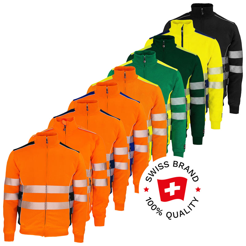 Warnschutz Sweatjacke | Klasse 2 | PE/Baumwolle | klimaregulierend & strapazierfähig | 300 g/m² | Bormio Safety Calanda