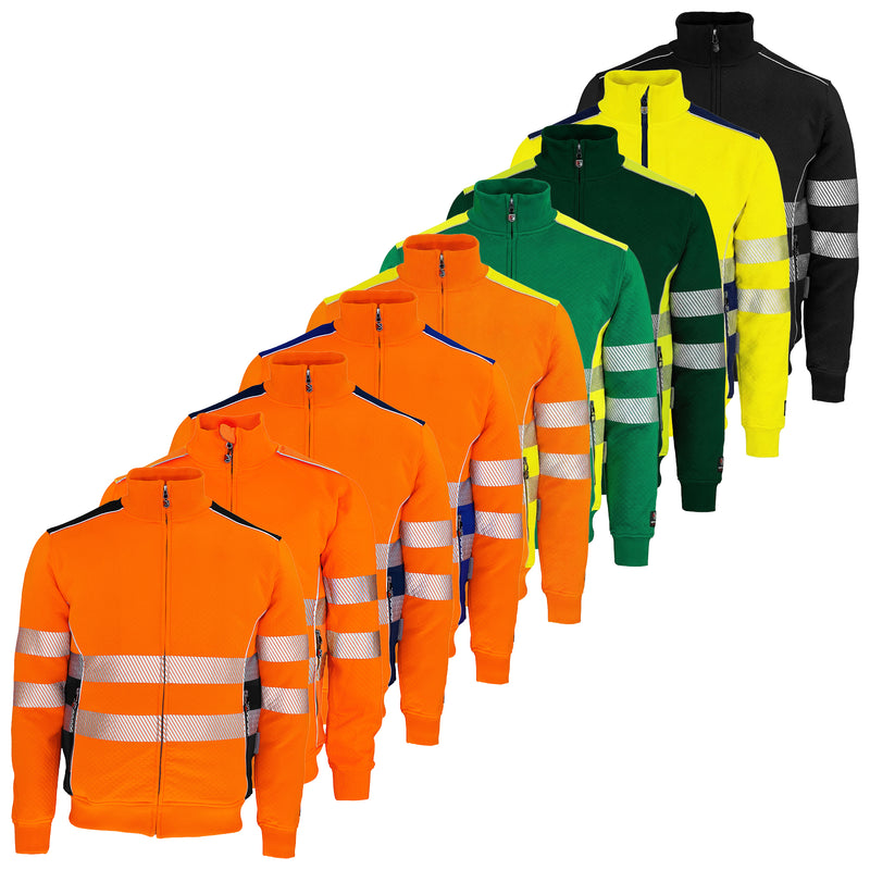 Warnschutz Sweatjacke | Klasse 2 | PE/Baumwolle | klimaregulierend & strapazierfähig | 300 g/m² | Bormio Safety Calanda