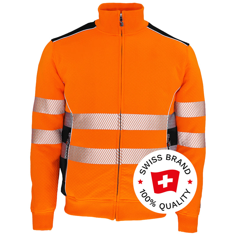 Warnschutz Sweatjacke | Klasse 2 | PE/Baumwolle | klimaregulierend & strapazierfähig | 300 g/m² | Bormio Safety Calanda