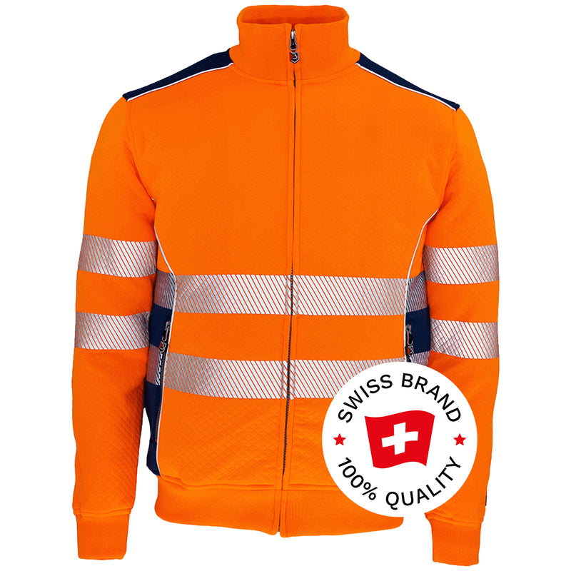Warnschutz Sweatjacke | Klasse 2 | PE/Baumwolle | klimaregulierend & strapazierfähig | 300 g/m² | Bormio Safety Calanda
