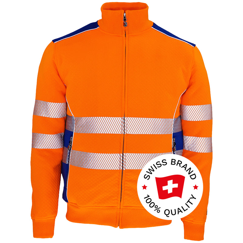 Warnschutz Sweatjacke | Klasse 2 | PE/Baumwolle | klimaregulierend & strapazierfähig | 300 g/m² | Bormio Safety Calanda