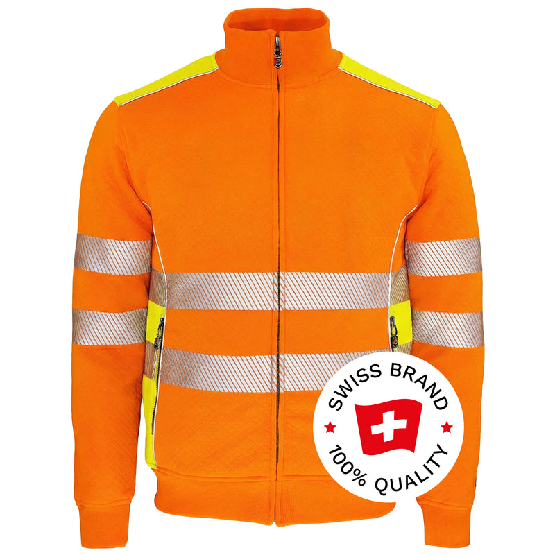 Warnschutz Sweatjacke | Klasse 2 | PE/Baumwolle | klimaregulierend & strapazierfähig | 300 g/m² | Bormio Safety Calanda