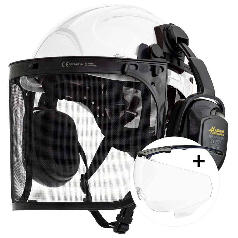 Forsthelm-Set ARTITOP SH510 | Forstvisier | Kapselgehörschutz | ROTO-System | optional mit Schutzbrille & Kinnband | ARTILUX