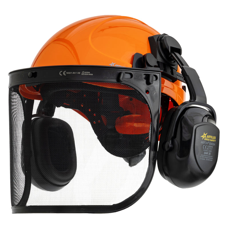 Forsthelm-Set ARTITOP SH510 | Forstvisier | Kapselgehörschutz | ROTO-System | optional mit Schutzbrille & Kinnband | ARTILUX