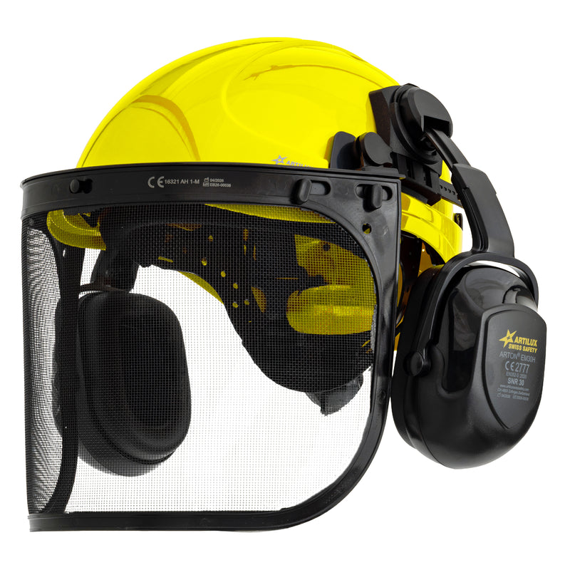 Forsthelm-Set ARTITOP SH510 | Forstvisier | Kapselgehörschutz | ROTO-System | optional mit Schutzbrille & Kinnband | ARTILUX