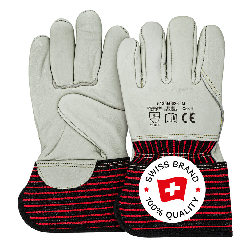 BORMIO SAFETY Dorni Arbeitshandschuhe, überlappendes Paar, Swiss-Brand-Button
