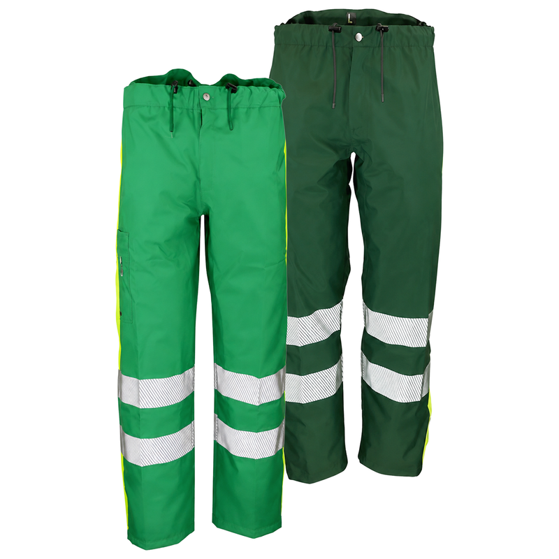 Warnschutz Regenhose | EN 343 Kl. 4 wasserdicht | 19’000 mm WS | PE/PU | 360° 3M-Reflexstreifen | 210 g/m² | Bormio Safety Nordin