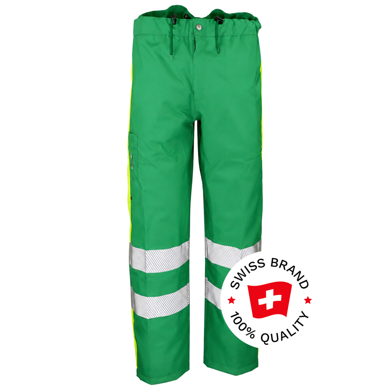 Warnschutz Regenhose | EN 343 Kl. 4 wasserdicht | 19’000 mm WS | PE/PU | 360° 3M-Reflexstreifen | 210 g/m² | Bormio Safety Nordin