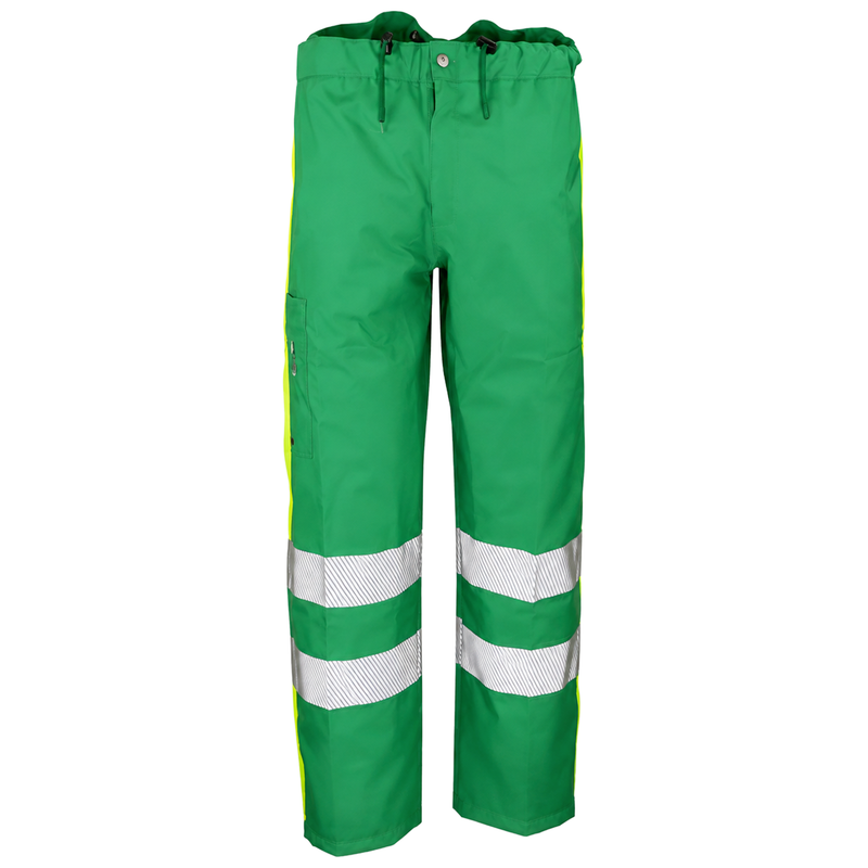 Warnschutz Regenhose | EN 343 Kl. 4 wasserdicht | 19’000 mm WS | PE/PU | 360° 3M-Reflexstreifen | 210 g/m² | Bormio Safety Nordin