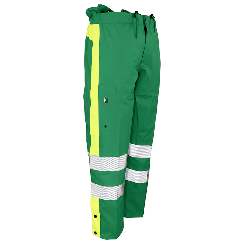 Warnschutz Regenhose | EN 343 Kl. 4 wasserdicht | 19’000 mm WS | PE/PU | 360° 3M-Reflexstreifen | 210 g/m² | Bormio Safety Nordin