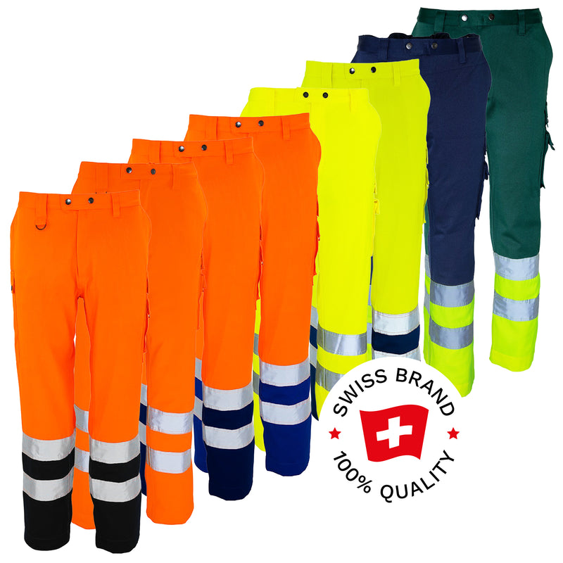 Warnschutz Bundhose | Klasse 2 | PE/Baumwolle | 3-fach gesteppte Kappnähte | schmutzabweisend | 300 g/m² | Bormio Safety Tödi