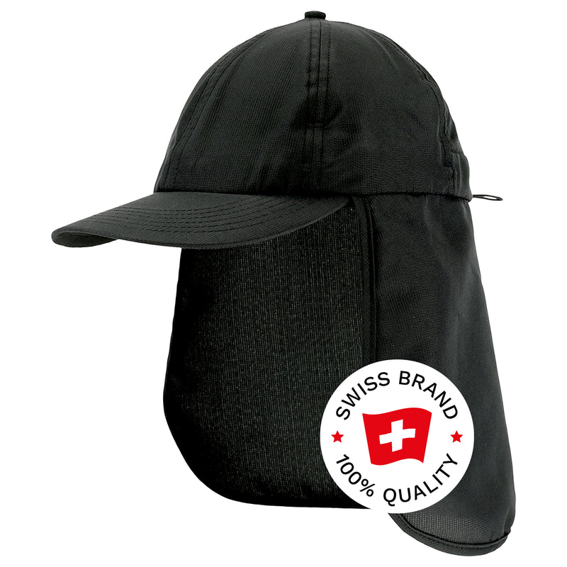 Sonnenschutz-Cap | mit Nackenschutz | UPF 50+ | Orange/Schwarz | One Size | Bormio Spirit Kina
