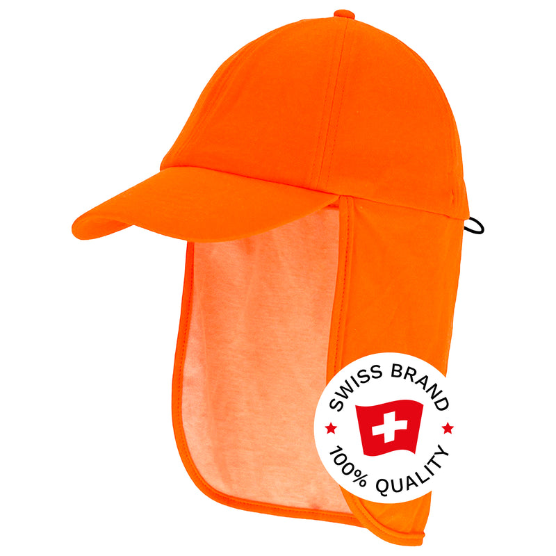 Sonnenschutz-Cap | mit Nackenschutz | UPF 50+ | Orange/Schwarz | One Size | Bormio Spirit Kina