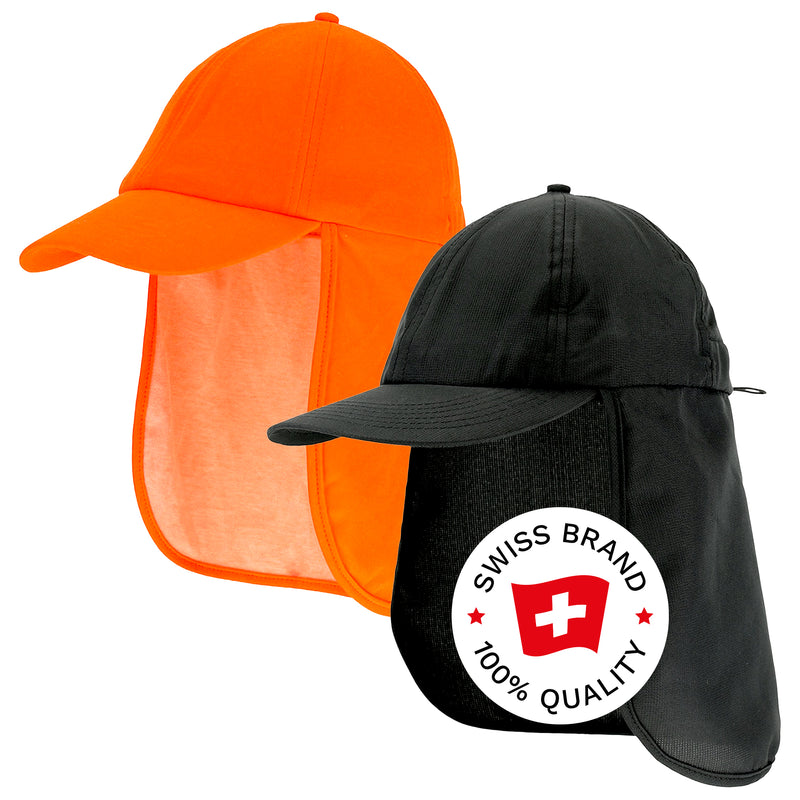 Sonnenschutz-Cap | mit Nackenschutz | UPF 50+ | Orange/Schwarz | One Size | Bormio Spirit Kina