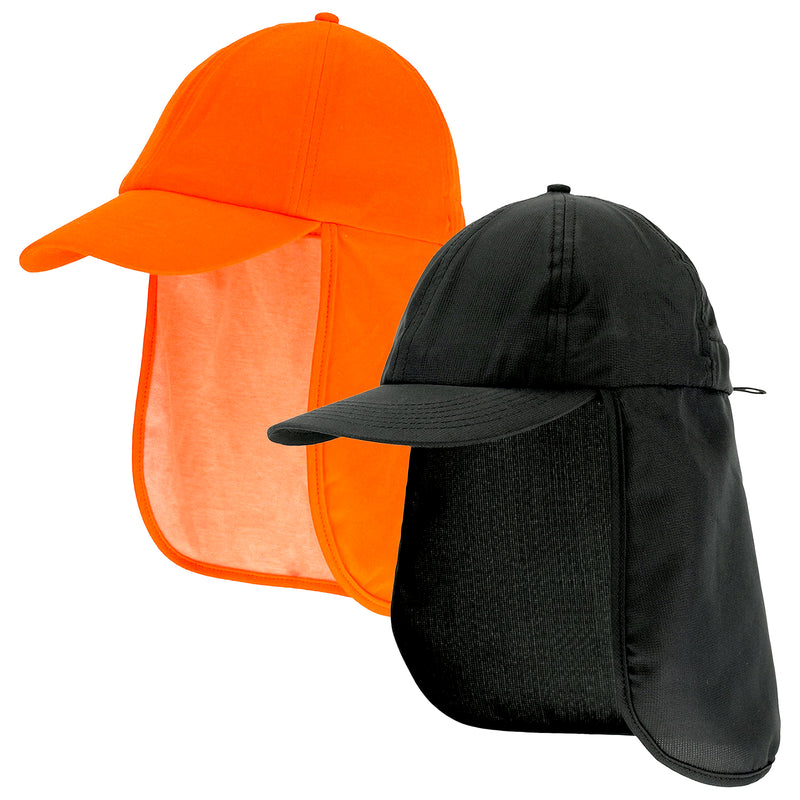 Sonnenschutz-Cap | mit Nackenschutz | UPF 50+ | Orange/Schwarz | One Size | Bormio Spirit Kina