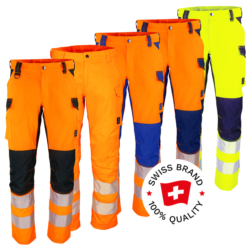 Warnschutz Hose | Klasse 2 | PE/Baumwolle/Spandex | strapazierfähig & elastisch | 290 g/m² | Cordura-Stretcheinsatz | Bormio Safety Generoso