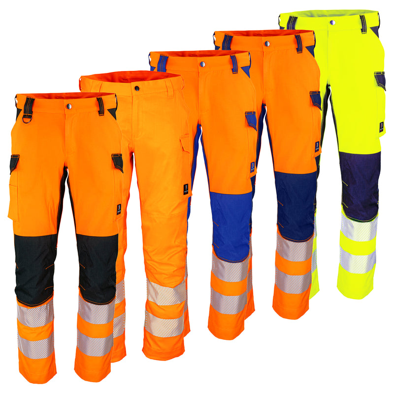 Warnschutz Hose | Klasse 2 | PE/Baumwolle/Spandex | strapazierfähig & elastisch | 290 g/m² | Cordura-Stretcheinsatz | Bormio Safety Generoso
