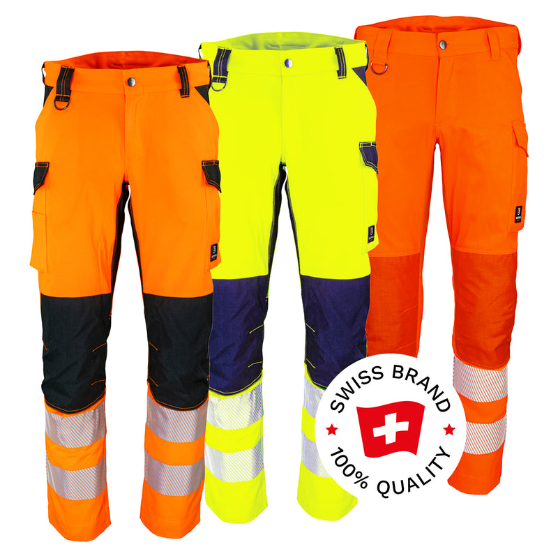 Warnschutz Hose | Klasse 2 | PE/Baumwolle | strapazierfähig & elastisch | verstärkte Knieeinschubtaschen | 300 g/m² | Bormio Safety Montalin