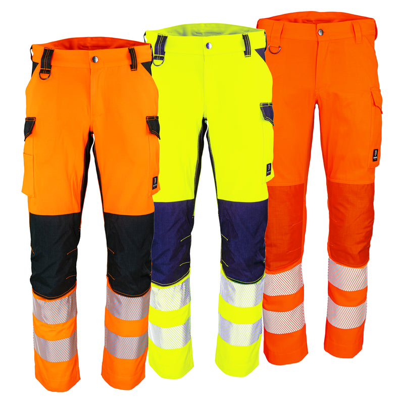 Warnschutz Hose | Klasse 2 | PE/Baumwolle | strapazierfähig & elastisch | verstärkte Knieeinschubtaschen | 300 g/m² | Bormio Safety Montalin