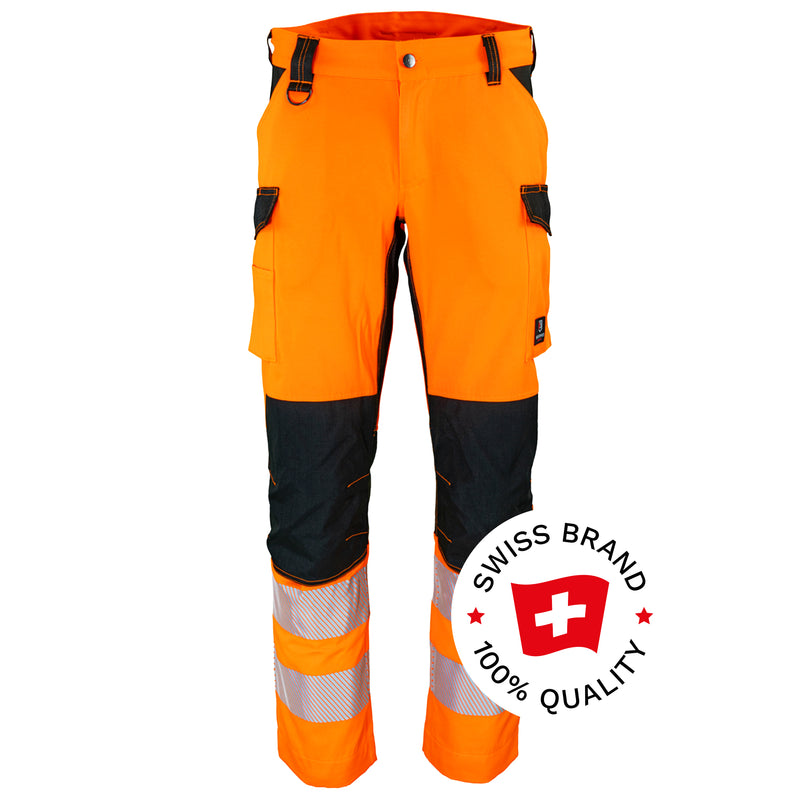 Warnschutz Hose | Klasse 2 | PE/Baumwolle | strapazierfähig & elastisch | verstärkte Knieeinschubtaschen | 300 g/m² | Bormio Safety Montalin
