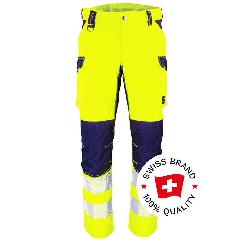 Warnschutz Hose | Klasse 2 | PE/Baumwolle | strapazierfähig & elastisch | verstärkte Knieeinschubtaschen | 300 g/m² | Bormio Safety Montalin