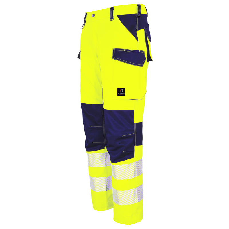 Warnschutz Hose | Klasse 2 | PE/Baumwolle | strapazierfähig & elastisch | verstärkte Knieeinschubtaschen | 300 g/m² | Bormio Safety Montalin