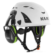 KASK SC1 Gehörschutz Grün, Montagebeispiel am KASK-Helm, Ansicht 3