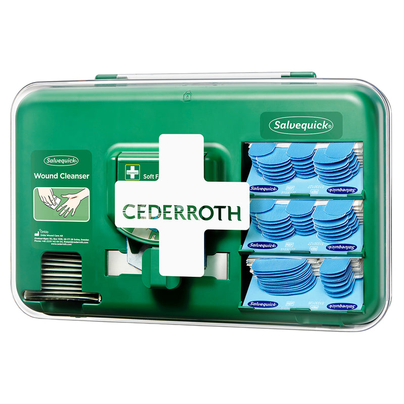 Pflasterspender Plus Blau | Wound Care Dispenser Blue | für Wundreiniger, Pflaster & Soft Foam Bandage | Cederroth 51011009
