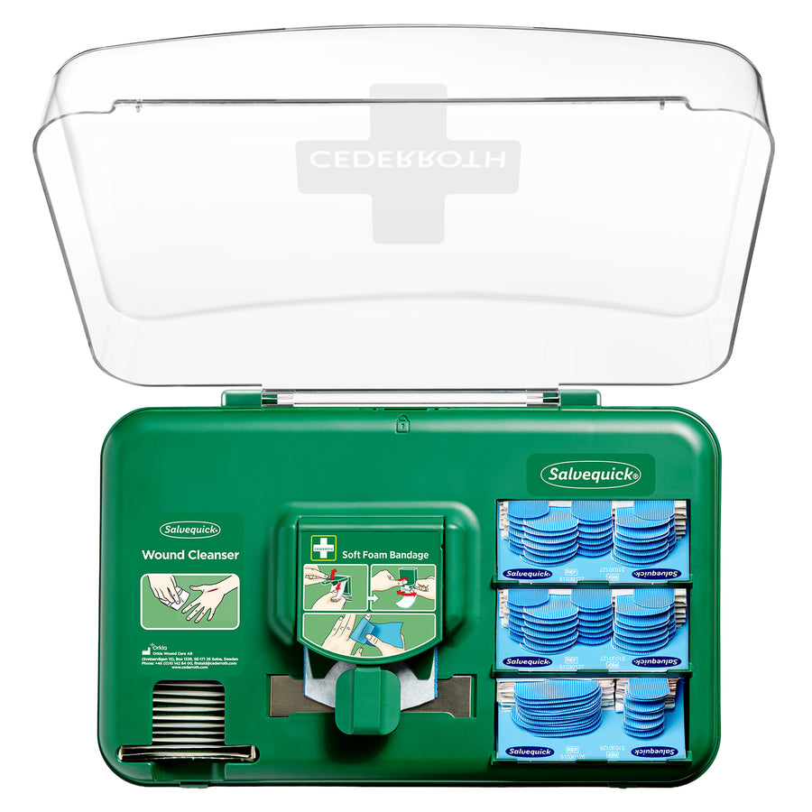 Pflasterspender Plus Blau | Wound Care Dispenser Blue | für Wundreiniger, Pflaster & Soft Foam Bandage | Cederroth 51011009