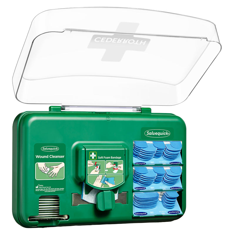 Pflasterspender Plus Blau | Wound Care Dispenser Blue | für Wundreiniger, Pflaster & Soft Foam Bandage | Cederroth 51011009