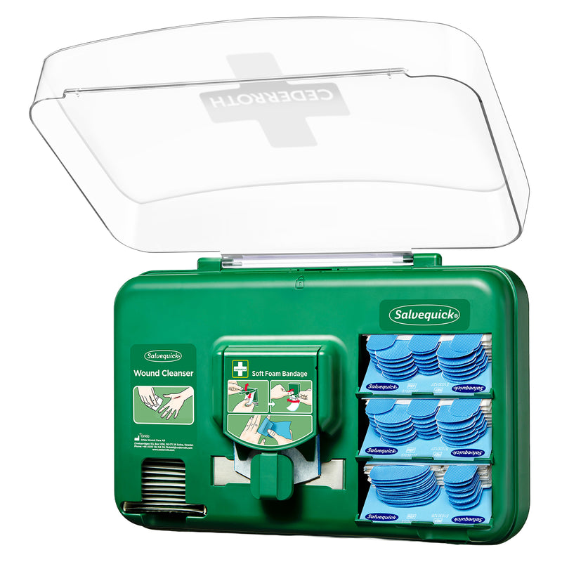 Pflasterspender Plus Blau | Wound Care Dispenser Blue | für Wundreiniger, Pflaster & Soft Foam Bandage | Cederroth 51011009