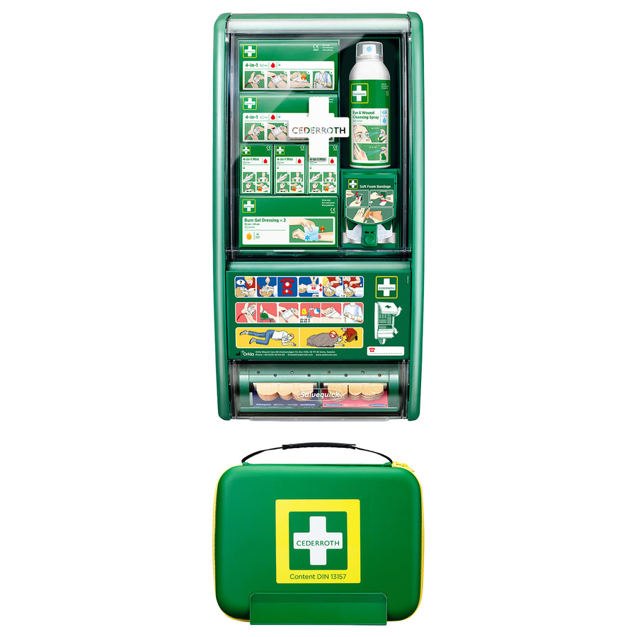 First Aid Station Set DIN 13157 | Erste-Hilfe-Station & DIN-Koffer | stationär & mobil einsetzbar | Cederroth 51011032