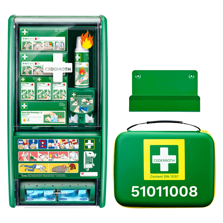 First Aid & Burn Station Set DIN 13157 | Erste-Hilfe-Station & DIN-Koffer | für Verbrennungen & mobile Einsätze | Cederroth 51011008