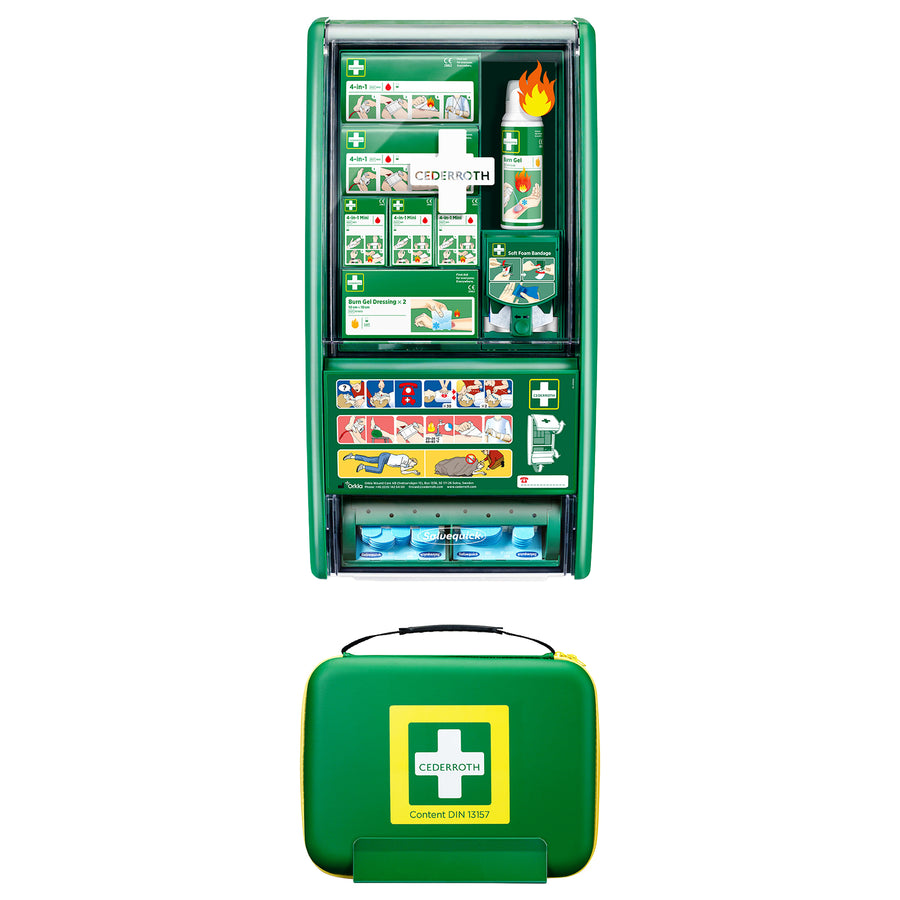 First Aid & Burn Station Set DIN 13157 | Erste-Hilfe-Station & DIN-Koffer | für Verbrennungen & mobile Einsätze | Cederroth 51011008